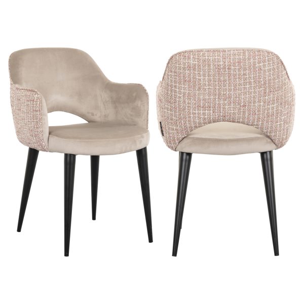 Richmond Interiors Eetkamerstoel Giovanna trendy rose / khaki velvet