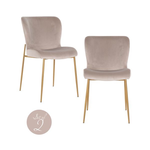 Richmond Interiors Eetkamerstoel Odessa khaki velvet fire retardant (Set of 2)