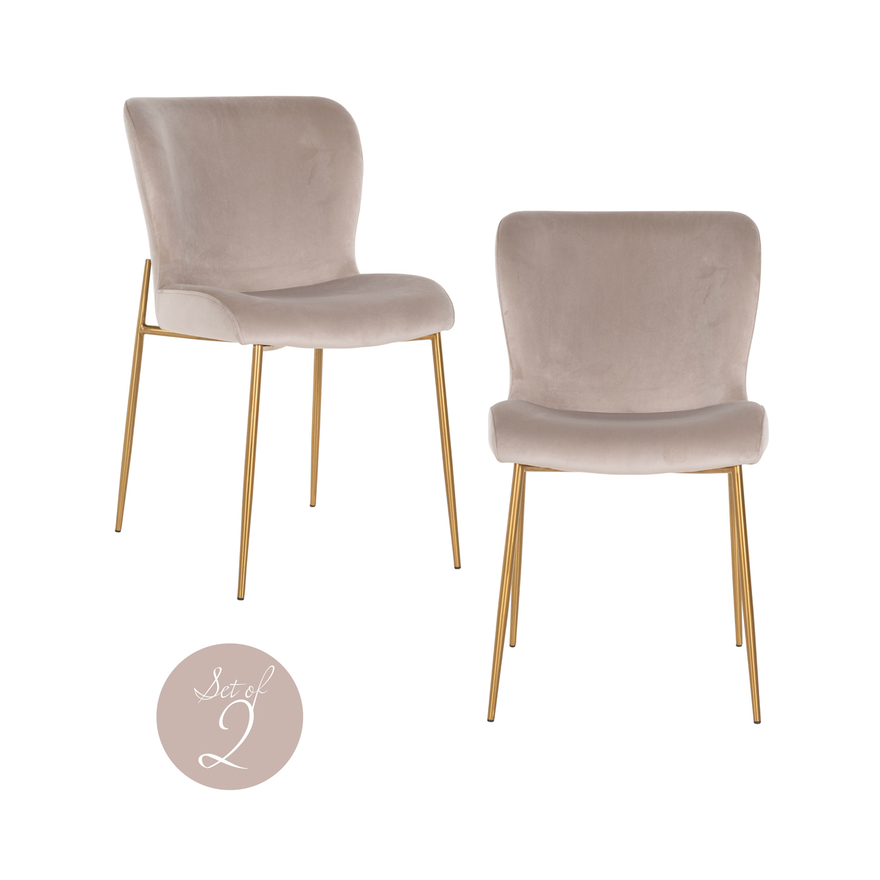 Richmond Interiors Eetkamerstoel Odessa khaki velvet fire retardant (Set of 2)