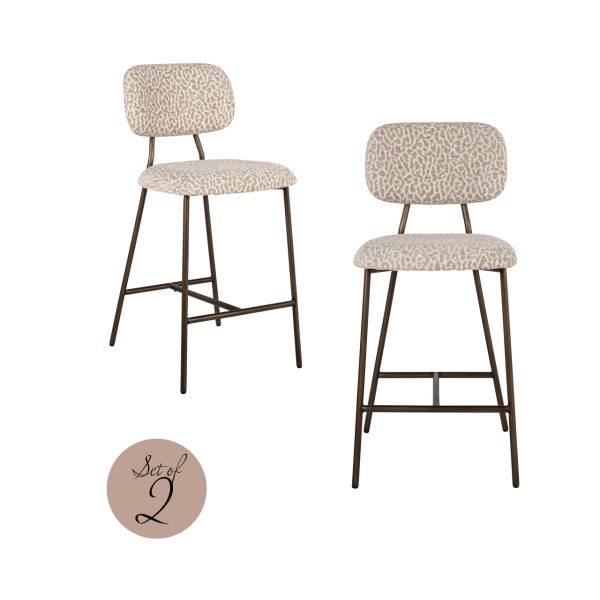Richmond Interiors Counterstoel Xenia beige leopard fire retardant (Set of 2)