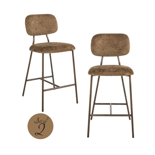 Richmond Interiors Counterstoel Xenia brandy fusion fire retardant (Set of 2)