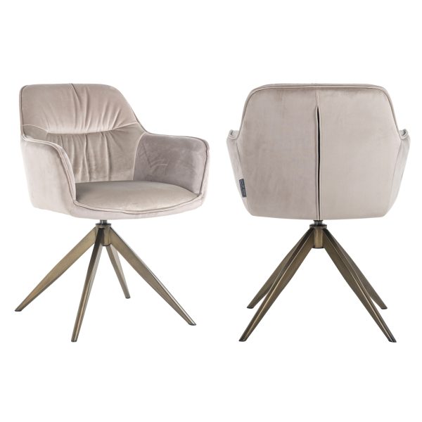 Richmond Interiors Eetkamerstoel Aline khaki velvet swivel fire retardant