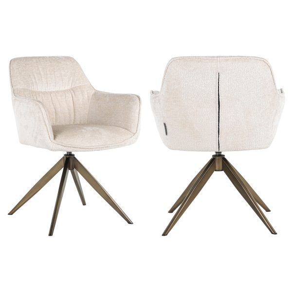 Richmond Interiors Eetkamerstoel Aline white chenille swivel fire retardant