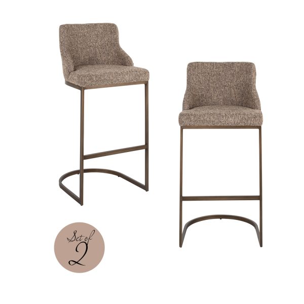 Richmond Interiors Barstoel Bolton brown tweed (Set of 2)