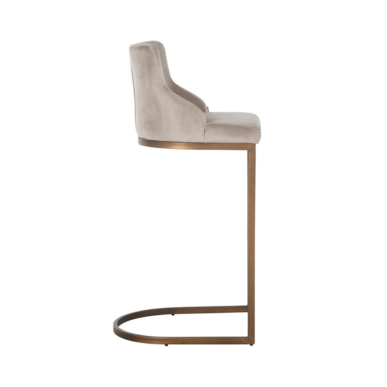 Richmond Interiors Barstoel Bolton khaki velvet brushed gold fire retardant (Set of 2)