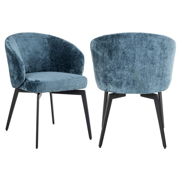 Richmond Interiors Eetkamerstoel Amphara blue chenille fire retardant