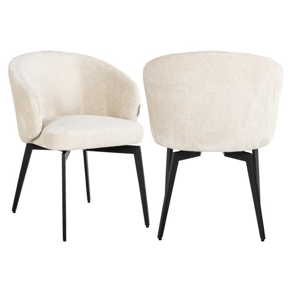 Richmond Interiors Eetkamerstoel Amphara FR white chenille fire retardant