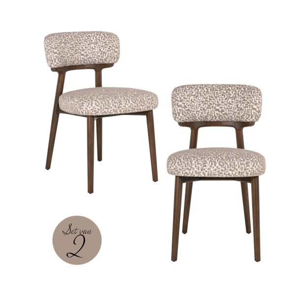 Richmond Interiors Eetkamerstoel Basker natural geo (Set of 2)