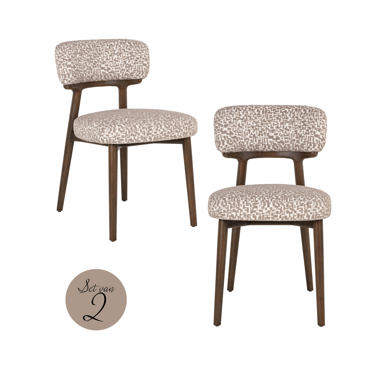Richmond Interiors Eetkamerstoel Basker natural geo (Set of 2)