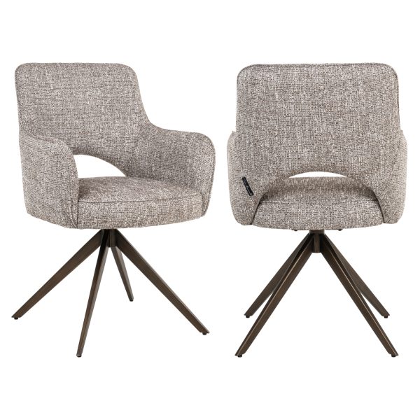 Richmond Interiors Eetkamerstoel Ginerva earth tweed swivel