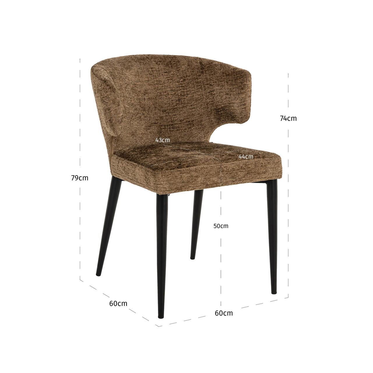 Richmond Interiors Eetkamerstoel Taylor brandy fusion fire retardant