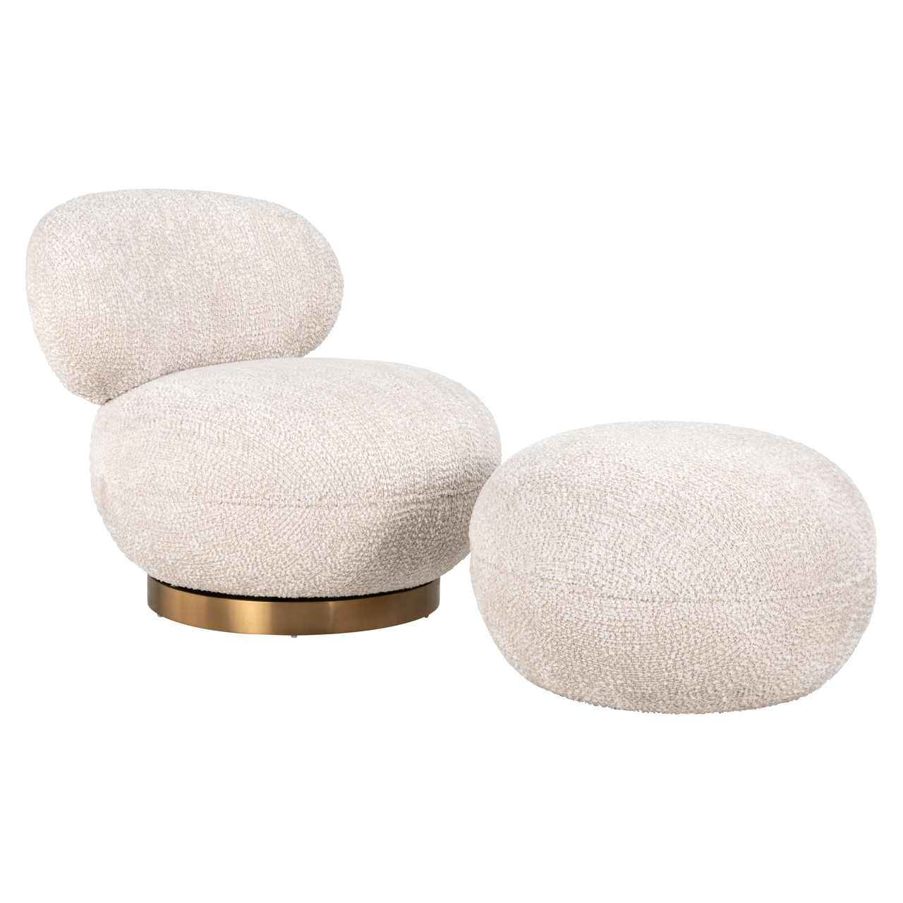 Richmond Interiors Lounge stoel Jace lovely cream swivel