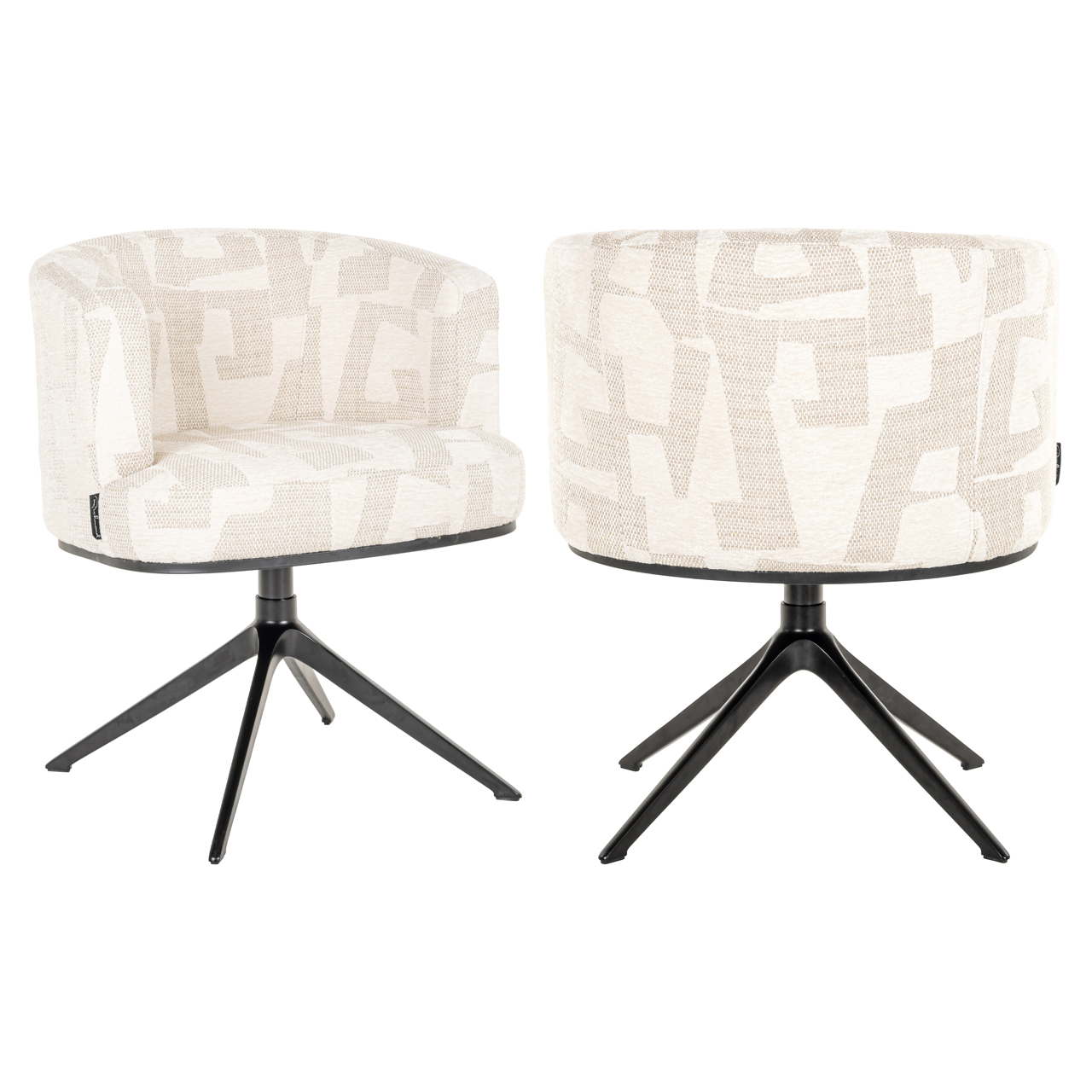 Richmond Interiors Eetkamerstoel Cheyenne beige graffic swivel