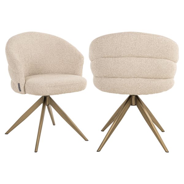 Richmond Interiors Eetkamerstoel Zendaya biscotti swivel fire retardant