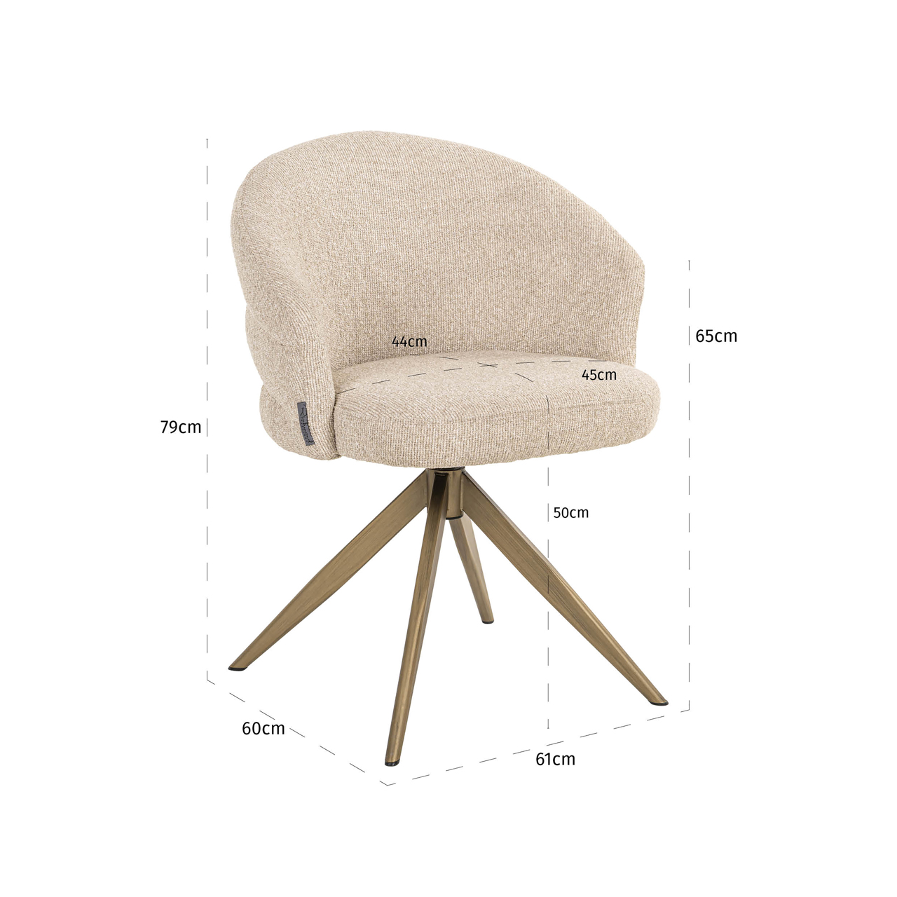 Richmond Interiors Eetkamerstoel Zendaya biscotti swivel fire retardant