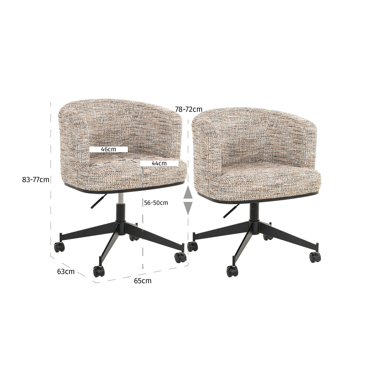 Richmond Interiors Eetkamerstoel Rochenne trendy nature swivel on wheels