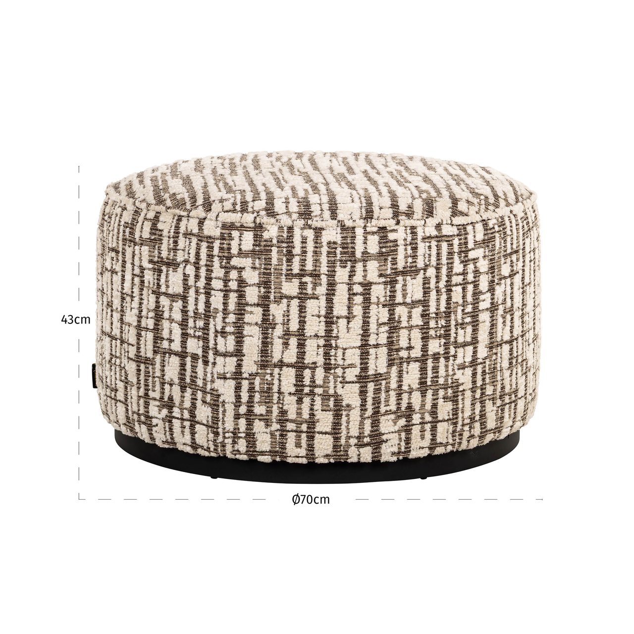 Richmond Interiors Poef & Voetenbank Lexie cream 70Ø
