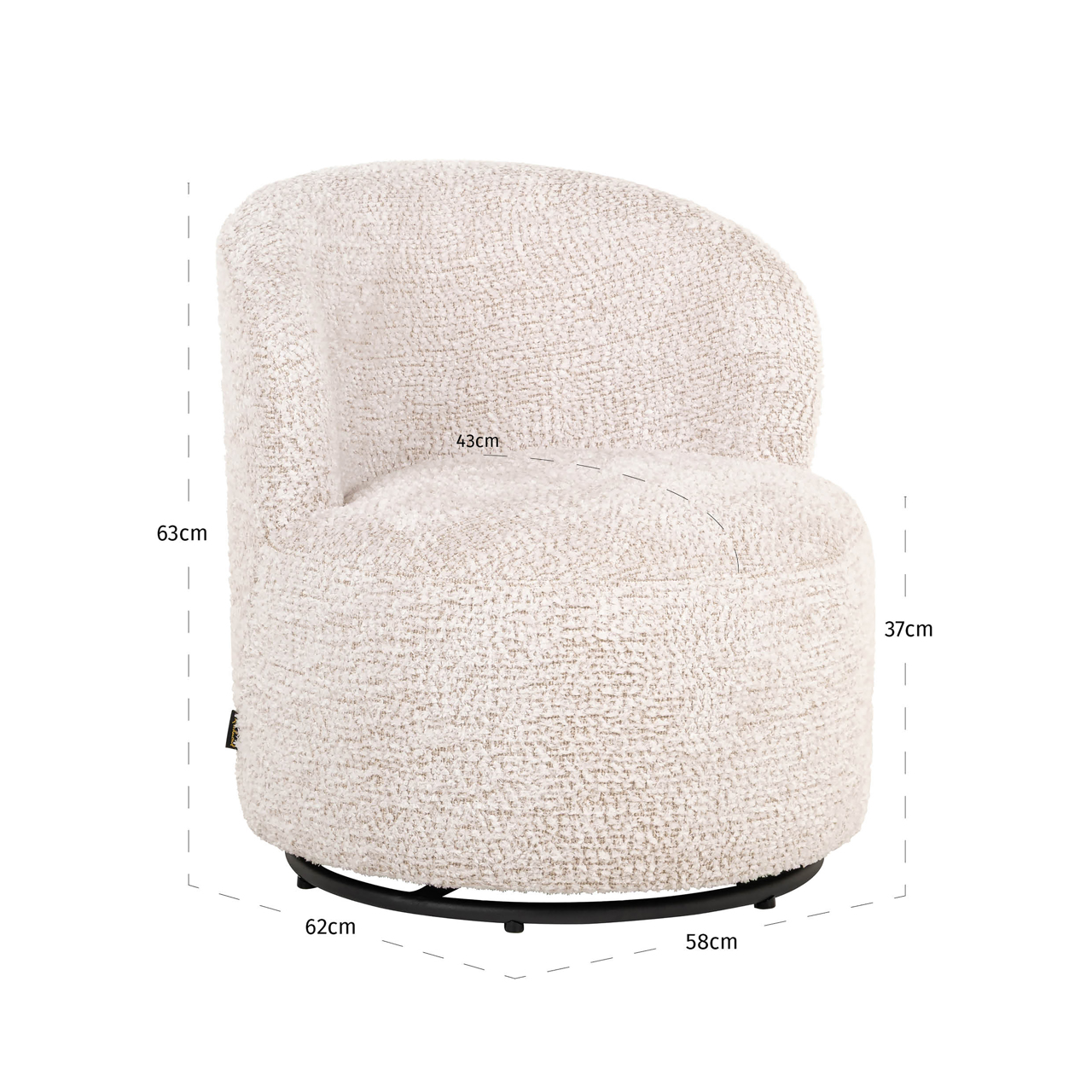 Richmond Interiors Lounge stoel Jackie lovely cream swivel kids