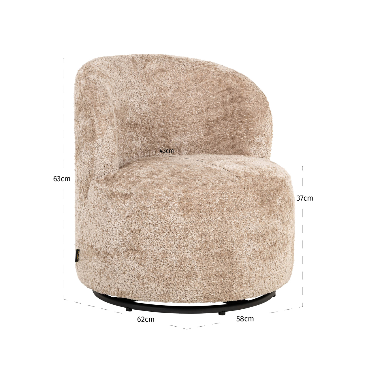 Richmond Interiors Lounge stoel Jackie sheep natural swivel kids