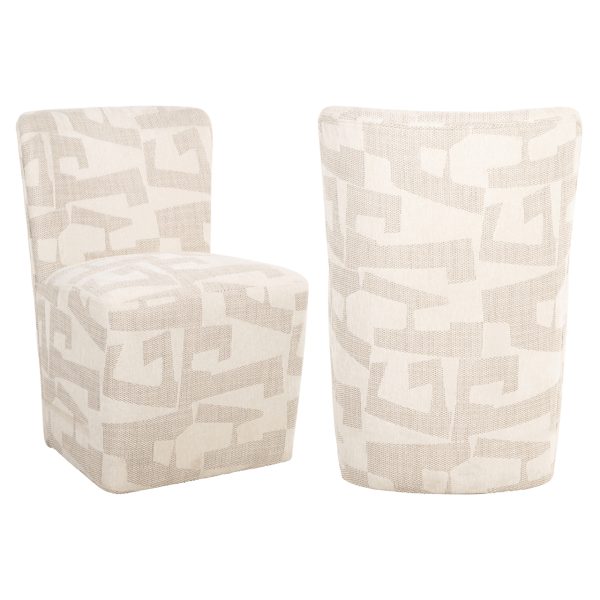 Richmond Interiors Eetkamerstoel Lorain beige graffic on wheels