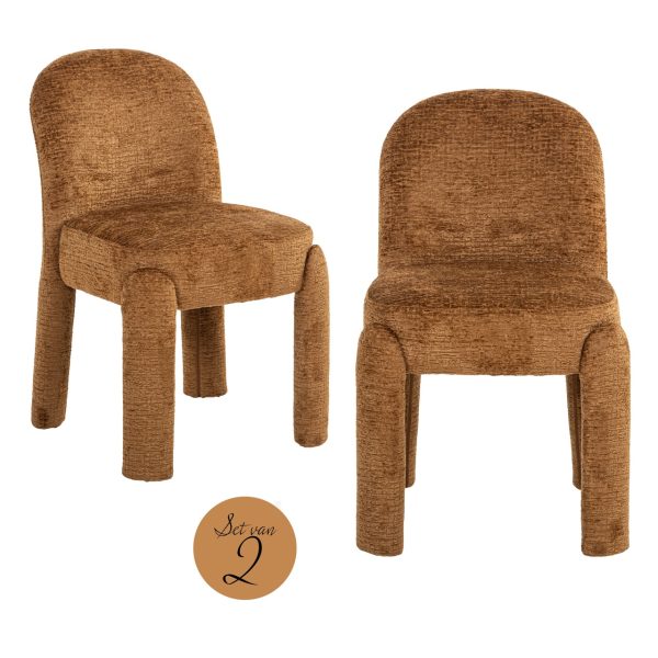 Richmond Interiors Eetkamerstoel Brandi cognac fusion (Set of 2)