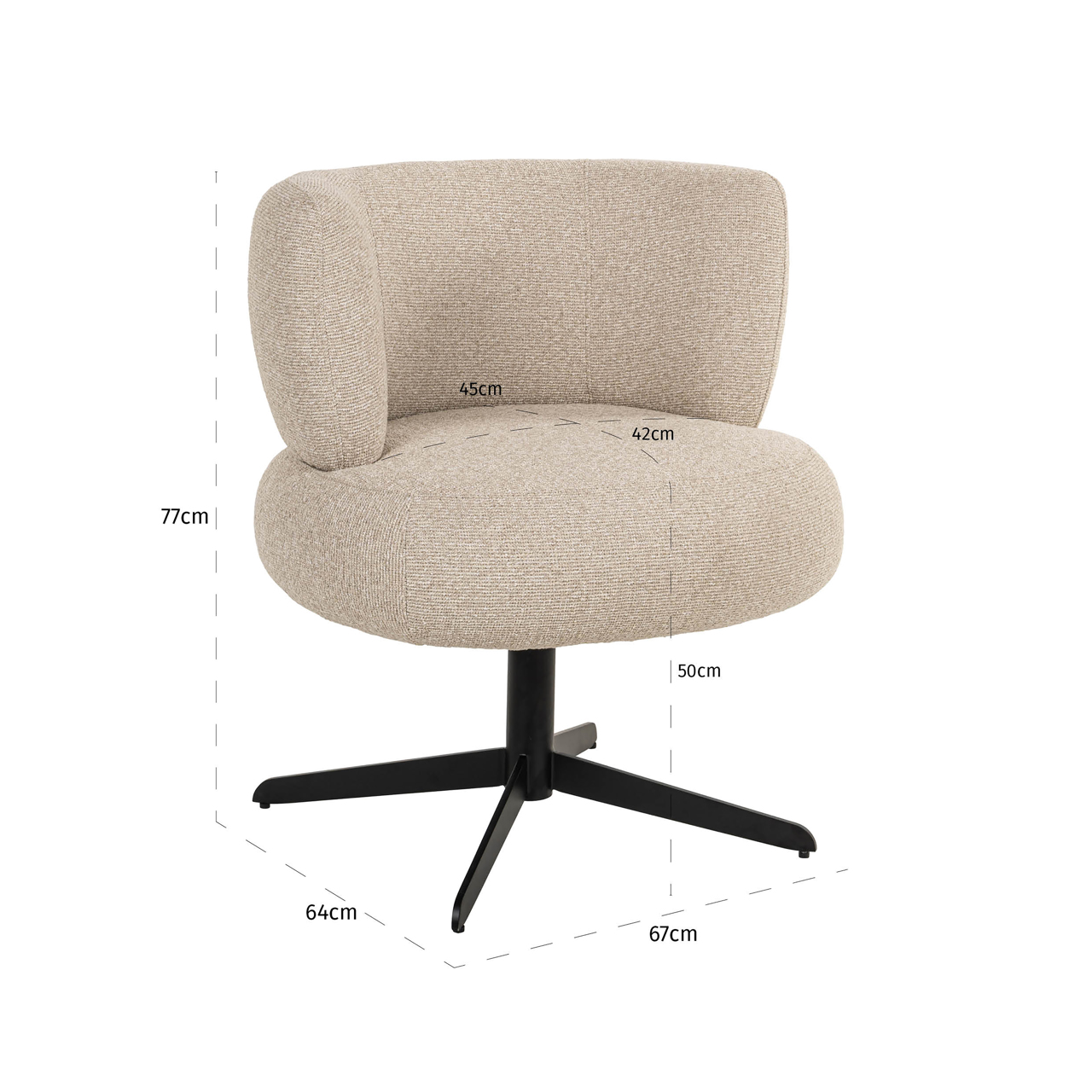 Richmond Interiors Eetkamerstoel Alexis biscotti swivel
