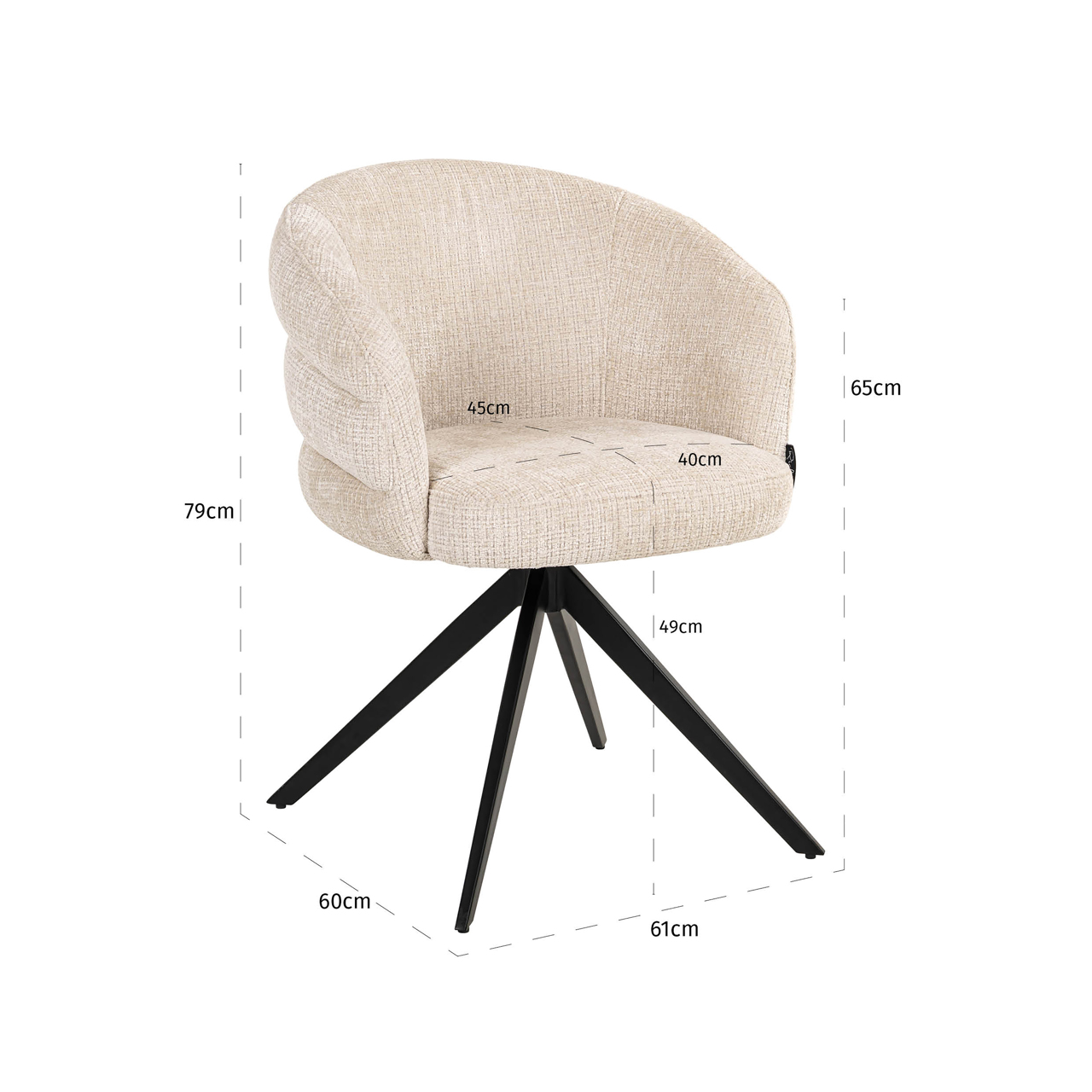 Richmond Interiors Eetkamerstoel Serenity niagara beige swivel fire retardant