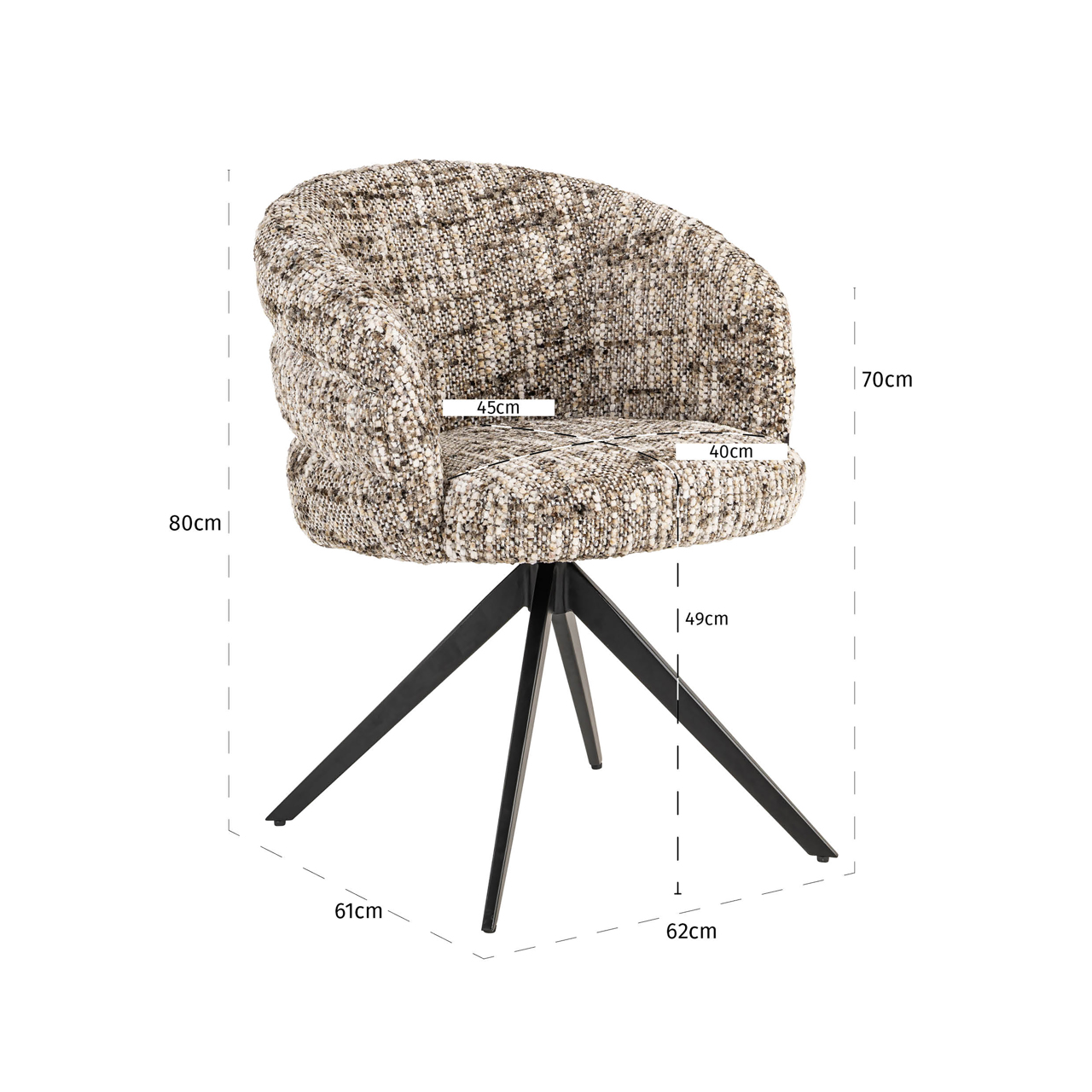 Richmond Interiors Eetkamerstoel Serenity brown omara swivel fire retardant