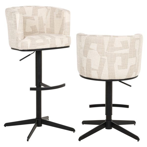 Richmond Interiors Barstoel Cheyenne beige graffic swivel