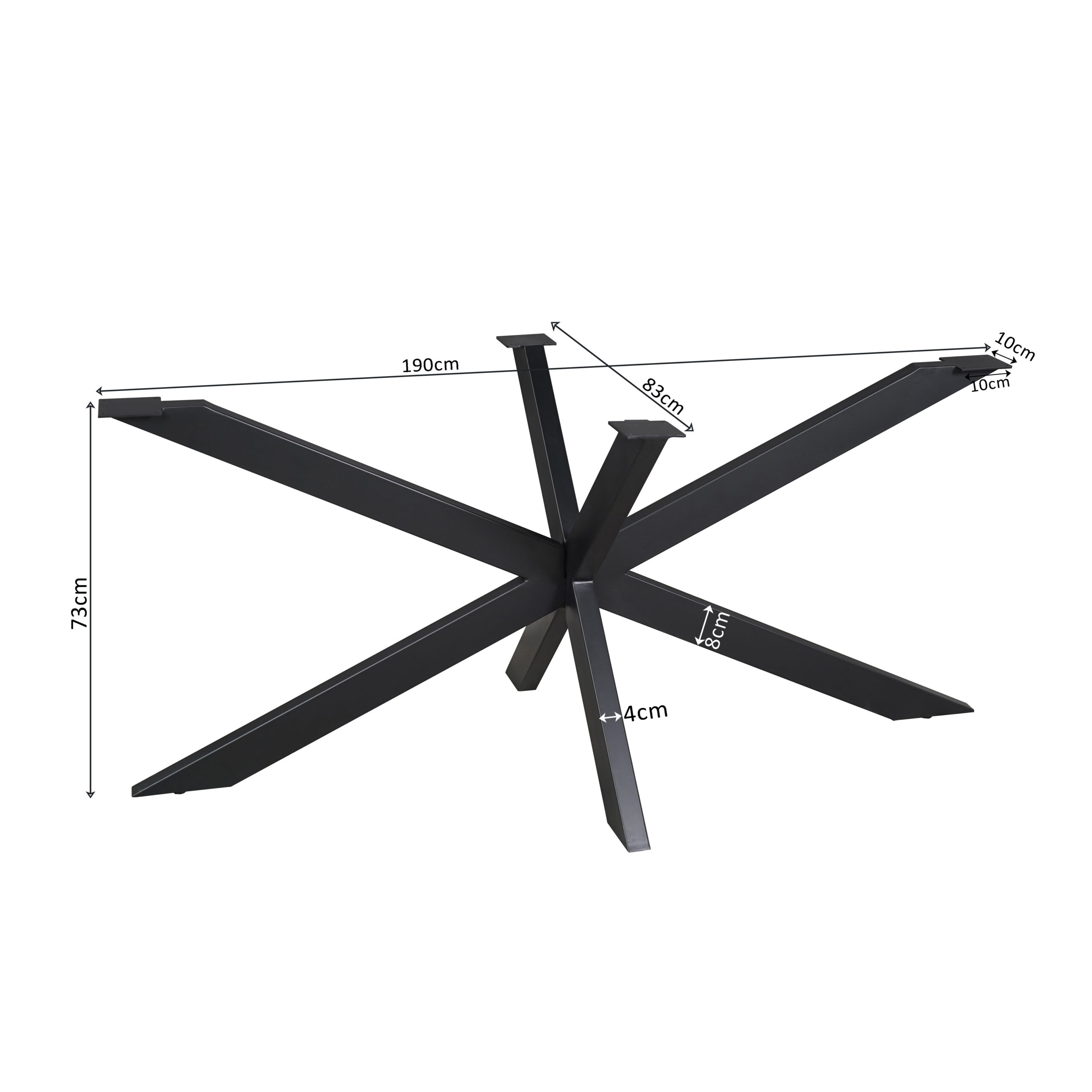 Starfurn Matrixpoot Zwart Ovaal/Rechthoek 190 cm Koker 4x8 cm