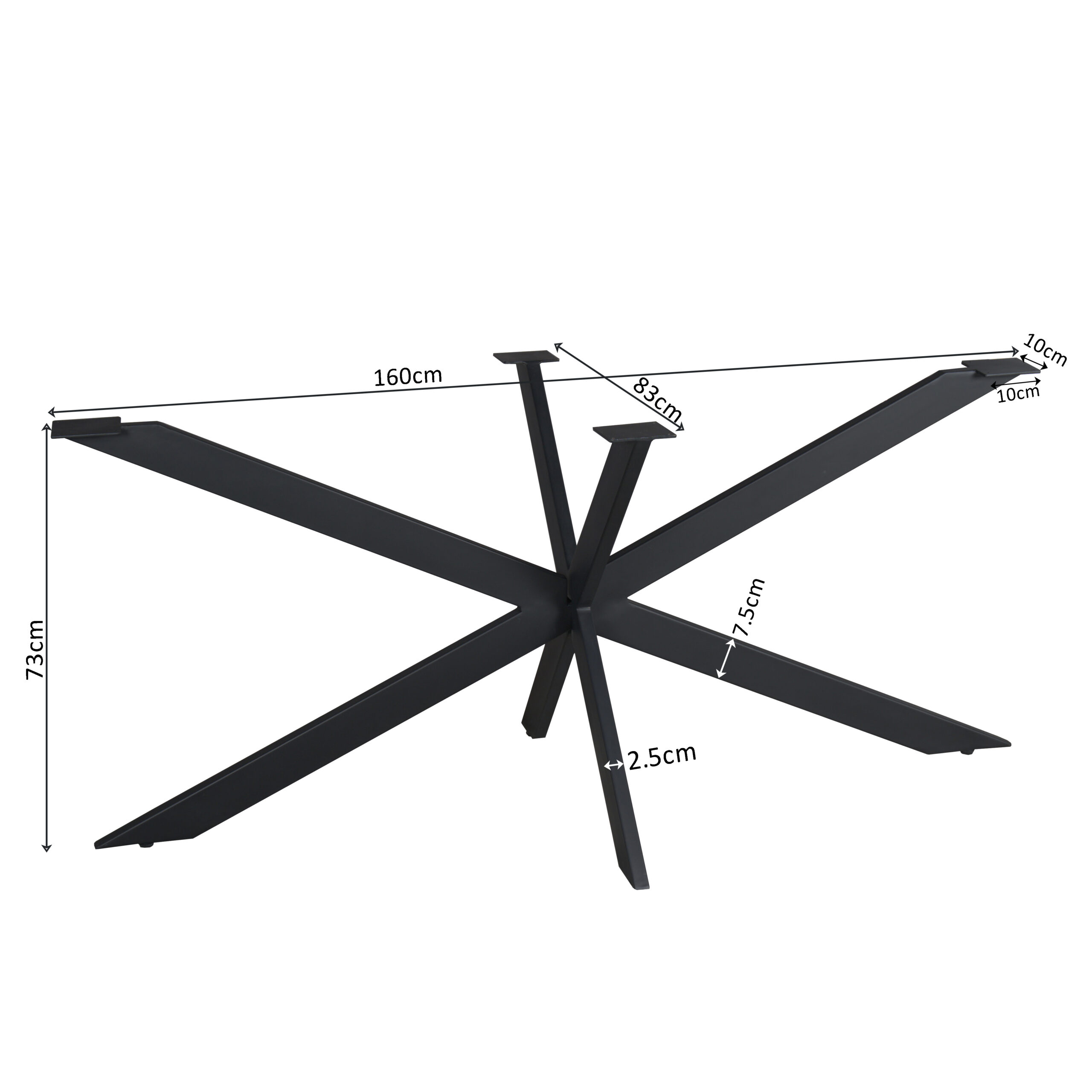 Starfurn Matrixpoot Zwart Ovaal/Rechthoek 160 cm Koker 2,5x7,5 cm