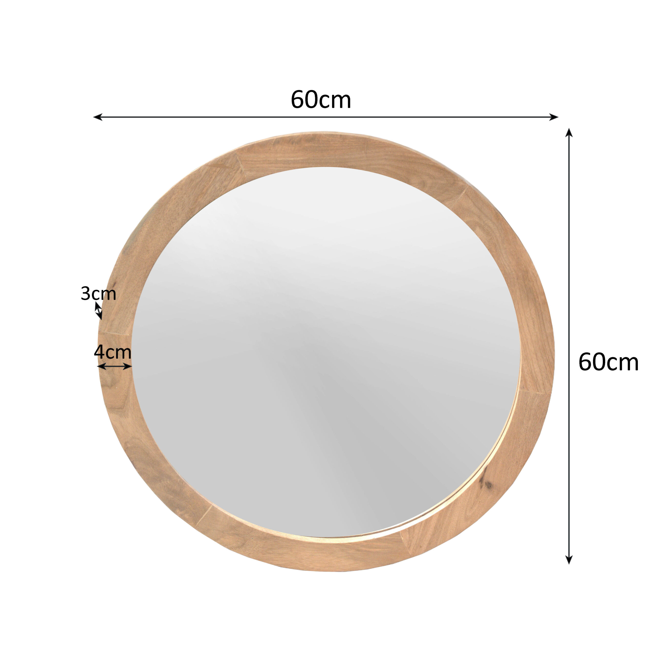 Starfurn Ronde spiegel Dide Naturel Mangohout 60 cm