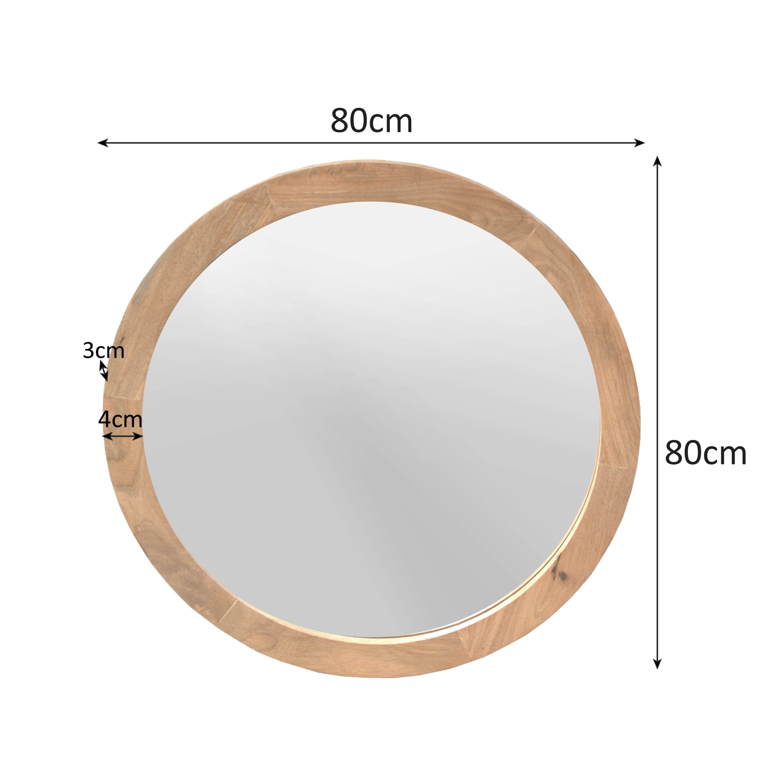 Starfurn Ronde spiegel Dide Naturel Mangohout 80 cm