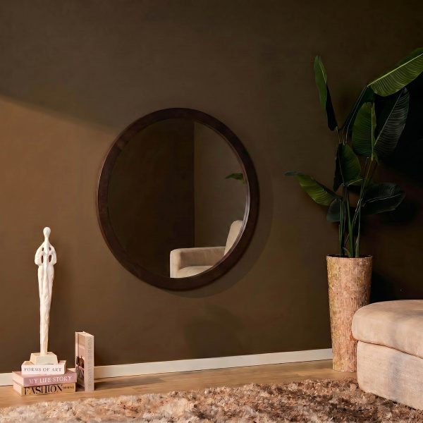 Starfurn Ronde spiegel Dide Bruin Mangohout 80 cm