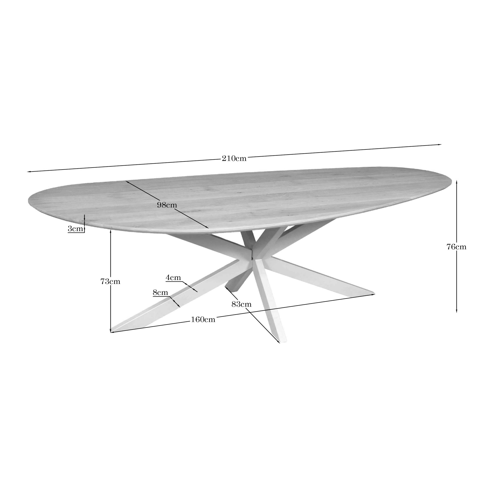 Starfurn Organische eettafel Cloud Naturel Poot Zand Eikenhout 210 cm