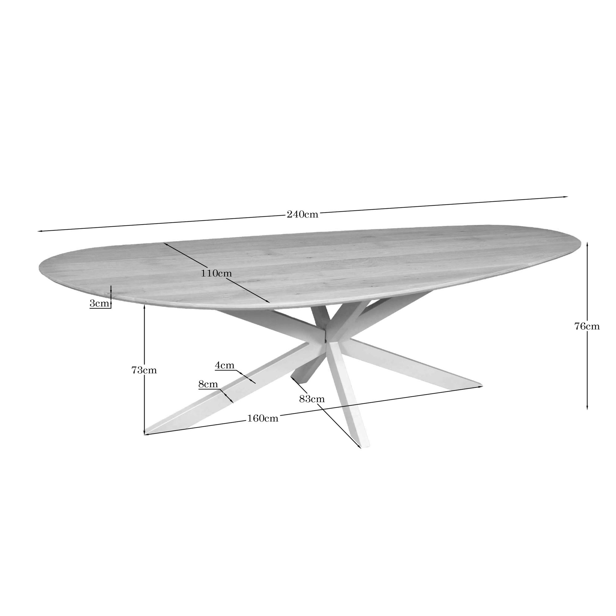 Starfurn Organische eettafel Cloud Naturel Poot Zand Eikenhout 240 cm