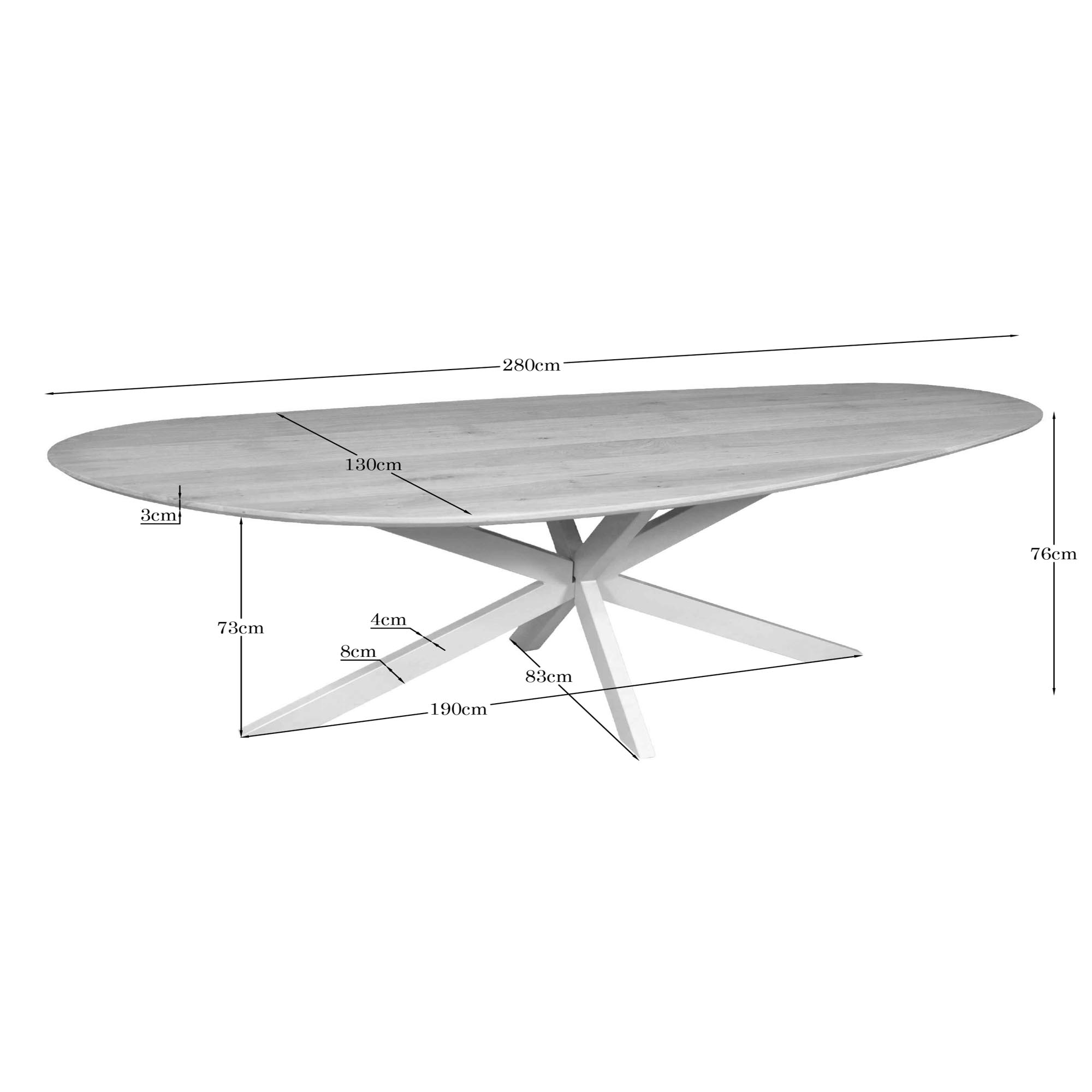 Starfurn Organische eettafel Cloud Naturel Poot Zand Eikenhout 280 cm