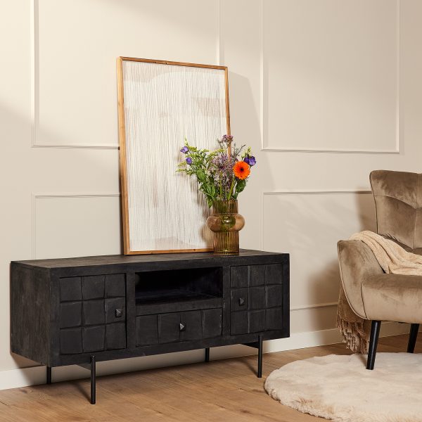Starfurn Tv meubel Brandy Zwart Mangohout 120 cm