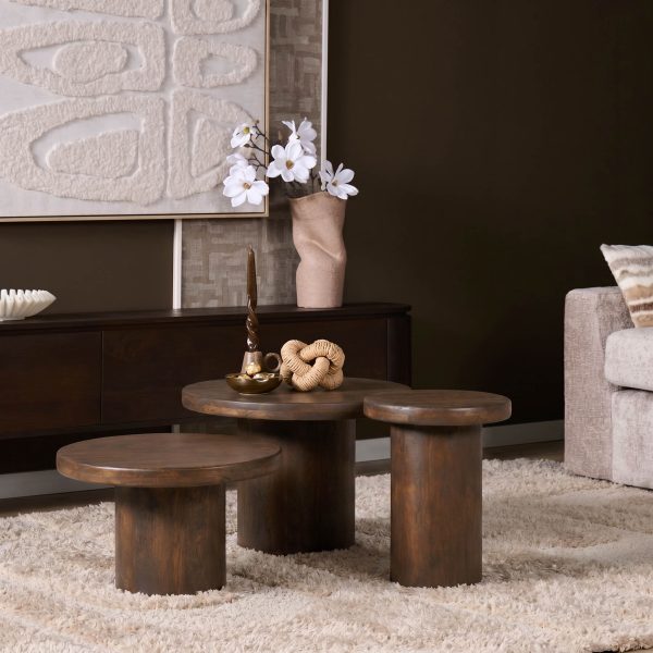 Starfurn Salontafel set Maya Bruin Mangohout 70 cm