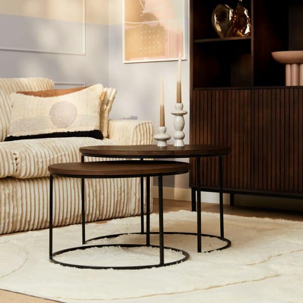 Starfurn Salontafel set Madison Bruin Mangohout 70 cm