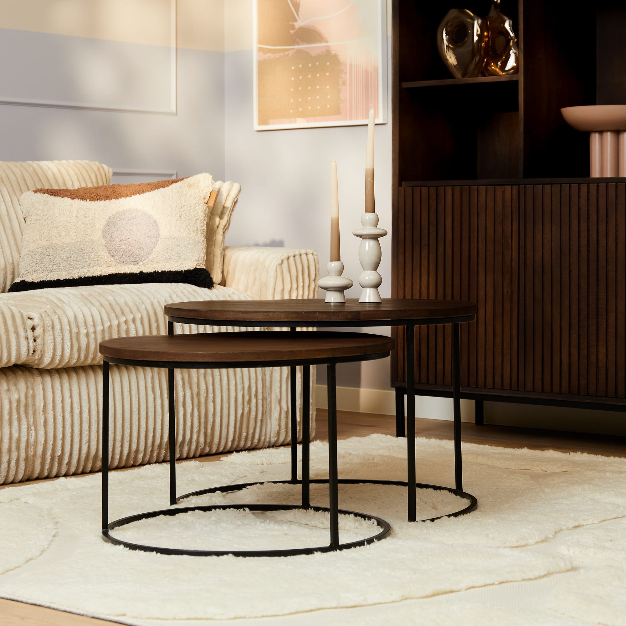 Starfurn Salontafel set Madison Bruin Mangohout 70 cm