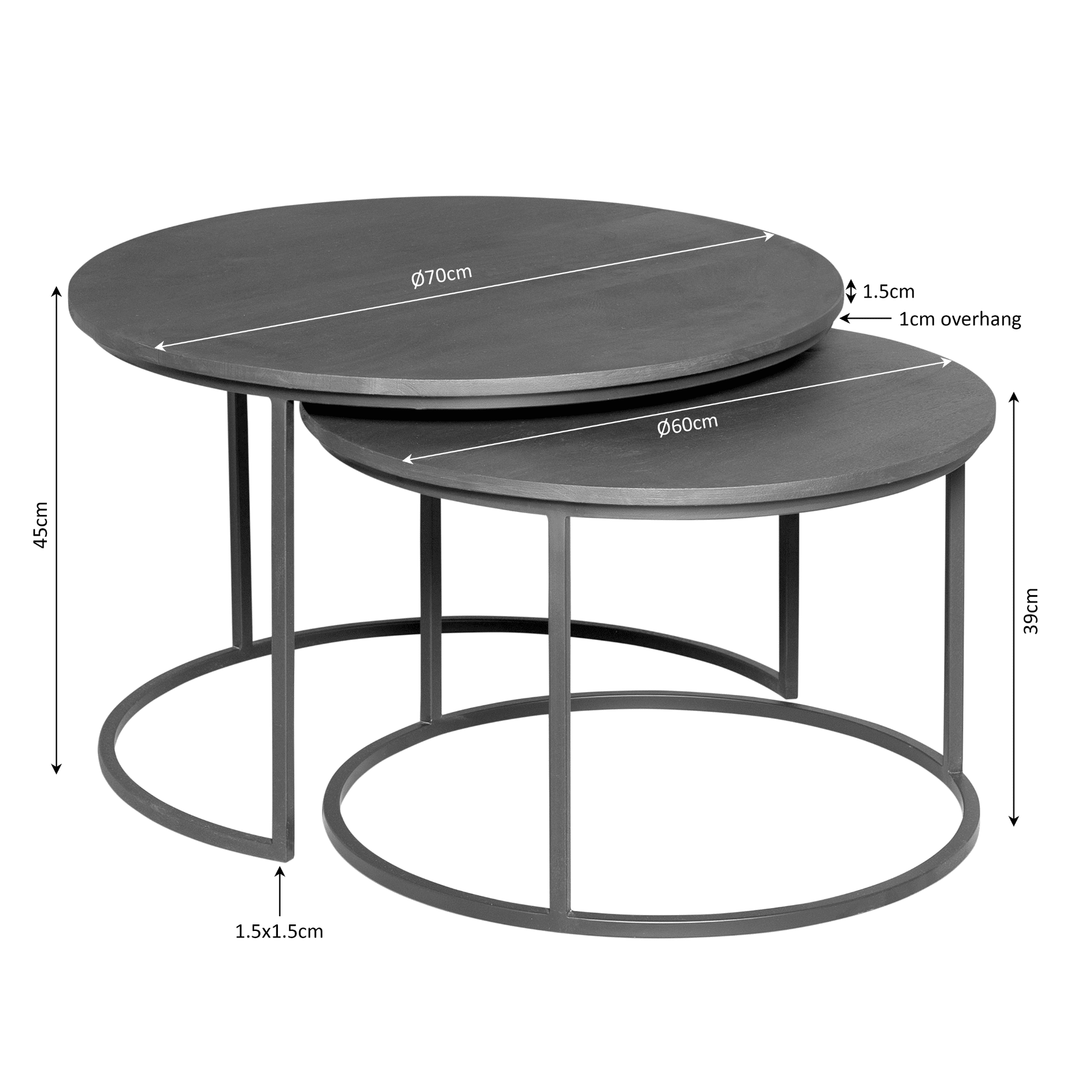 Starfurn Salontafel set Madison Bruin Mangohout 70 cm
