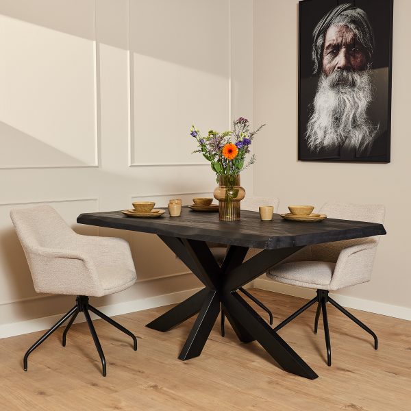 Starfurn Boomstamtafel Boston Zwart Mangohout 160 cm