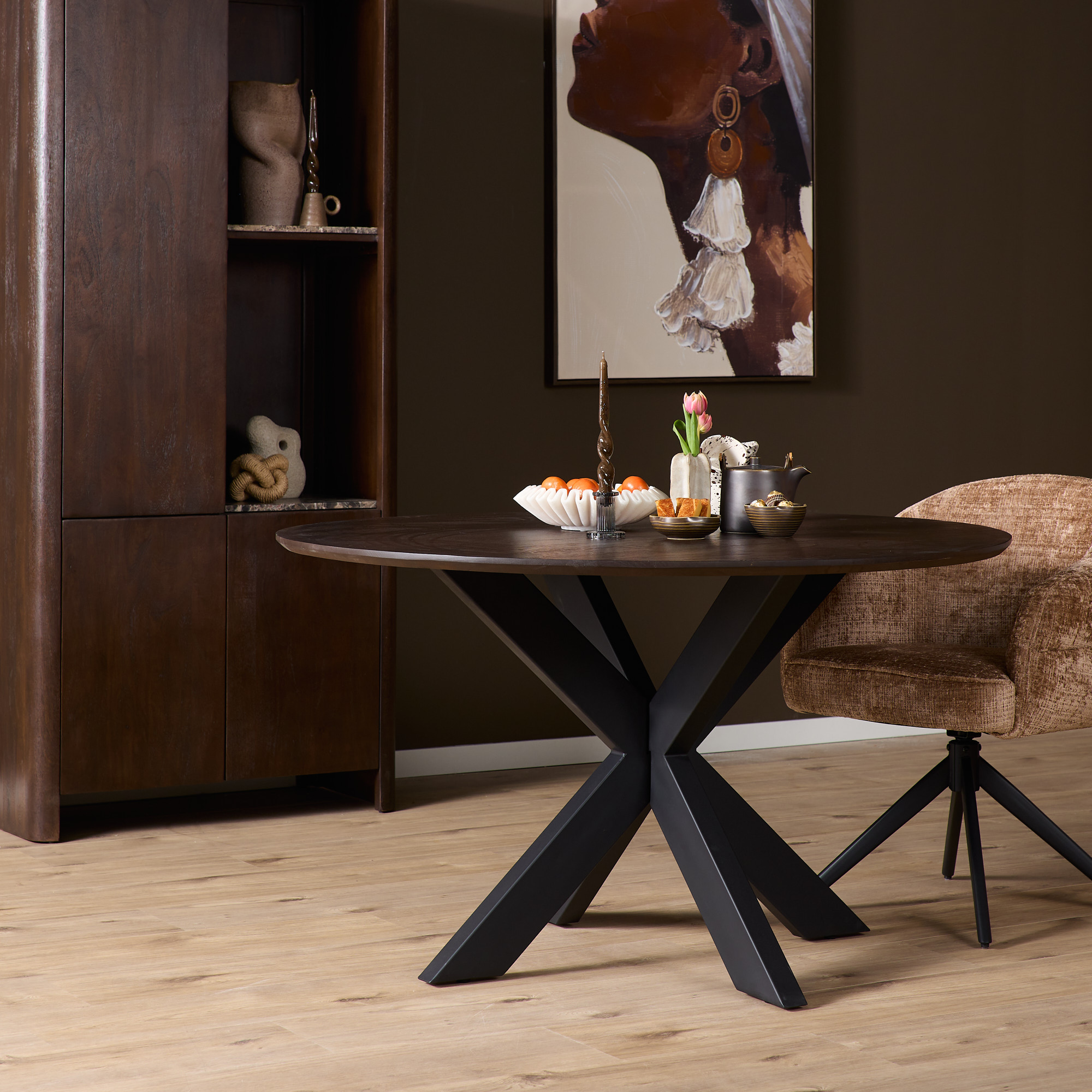 Starfurn Ronde eettafel Ferris Bruin Eikenhout 130 cm