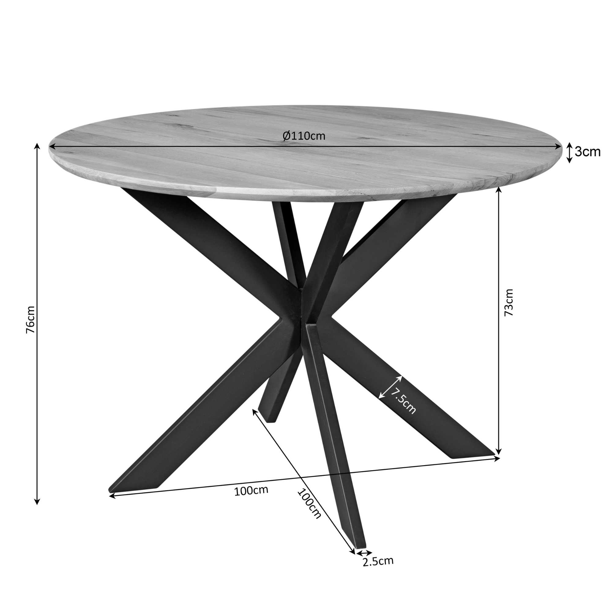 Starfurn Ronde eettafel Ferris Bruin Eikenhout 110 cm