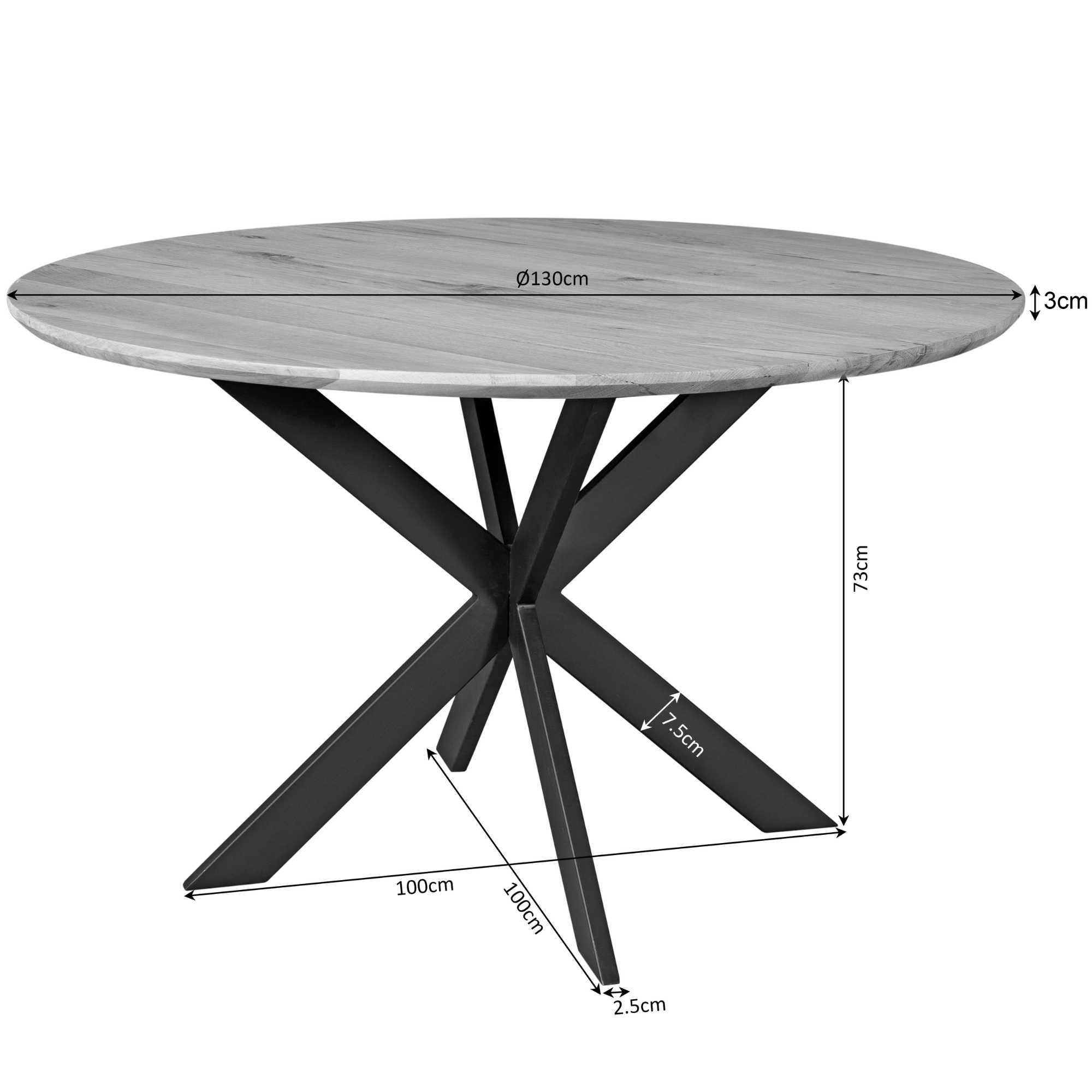 Starfurn Ronde eettafel Ferris Bruin Eikenhout 130 cm