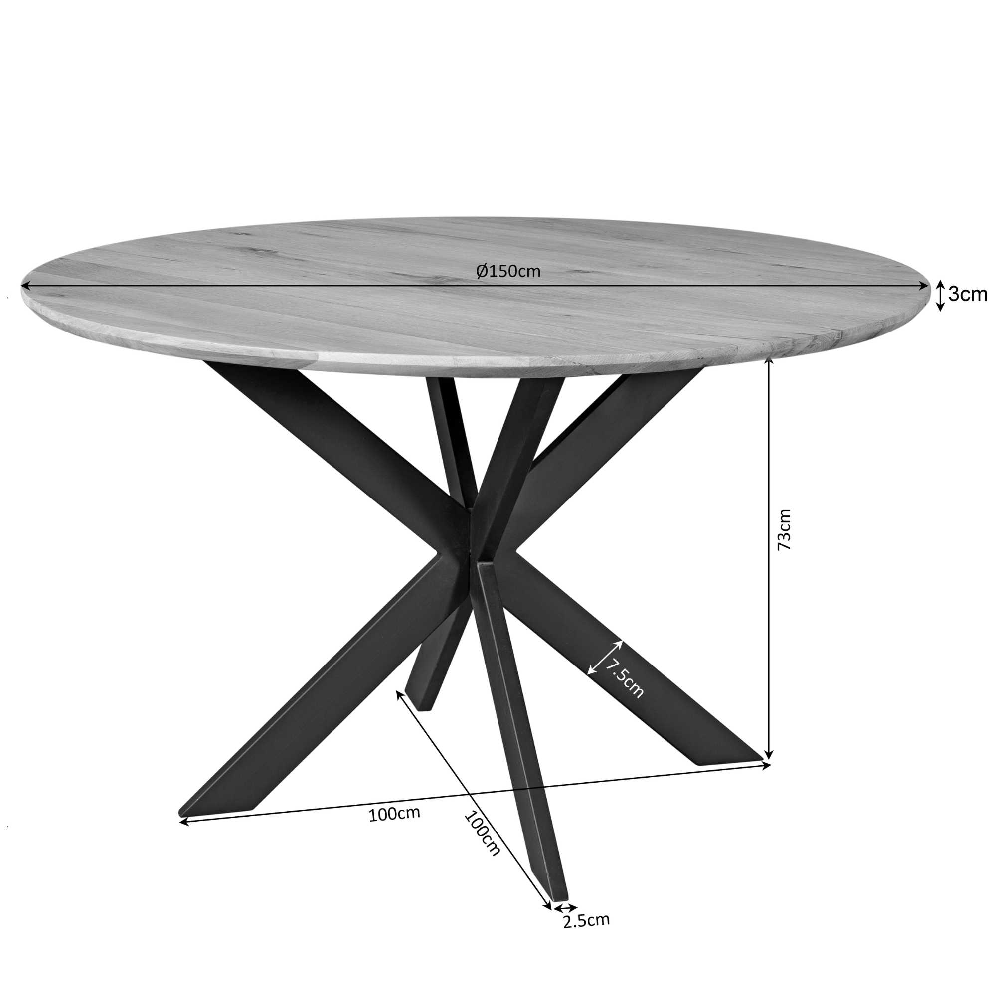 Starfurn Ronde eettafel Ferris Bruin Eikenhout 150 cm