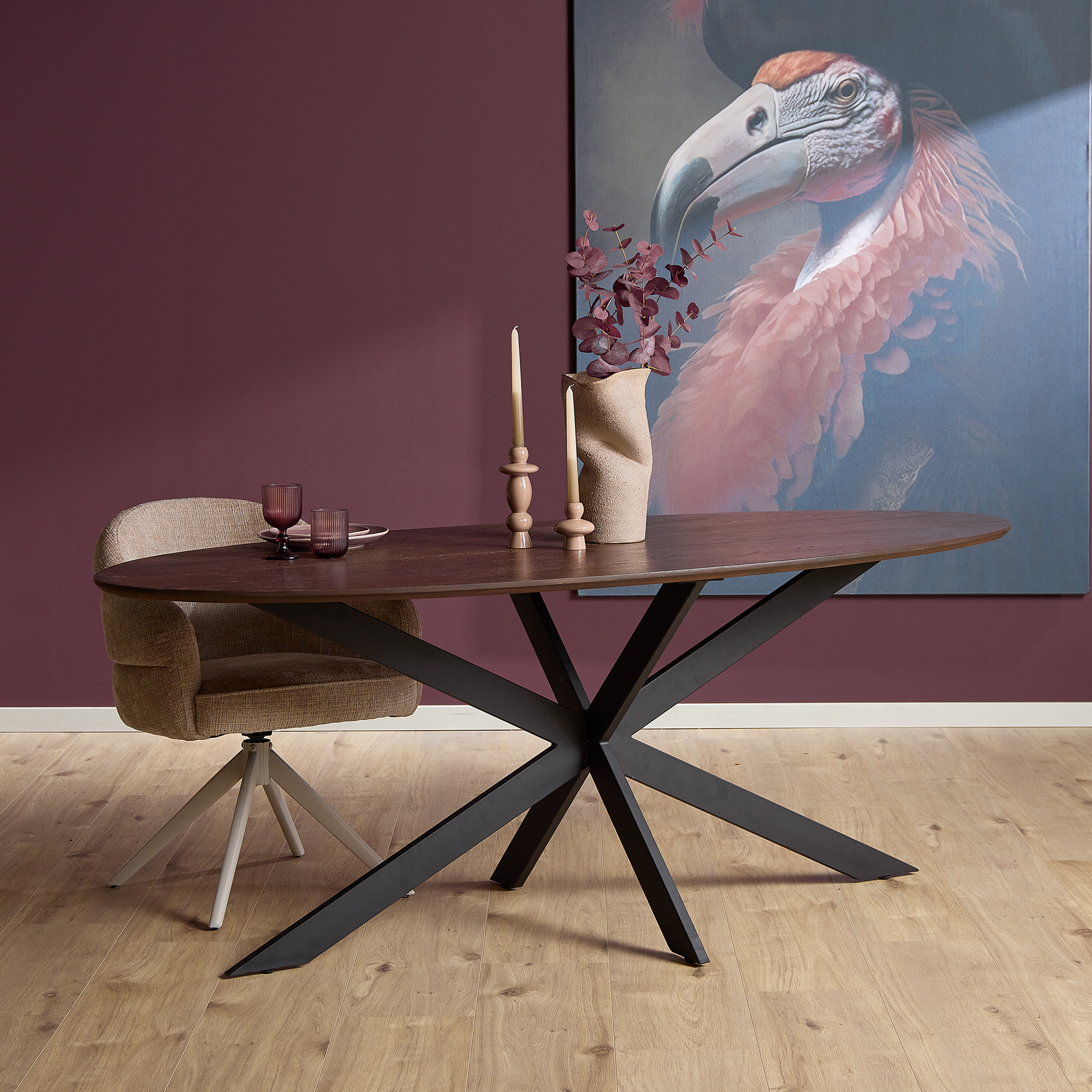 Starfurn Ovale eettafel Ferris Bruin Eikenhout 210 cm