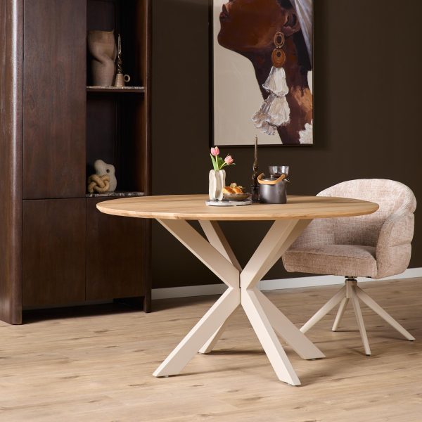 Starfurn Ronde eettafel Ferris Naturel Poot Zand Eikenhout 150 cm