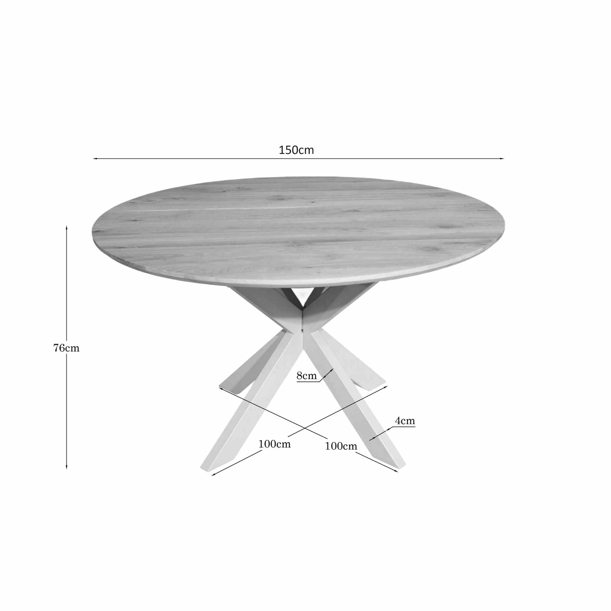 Starfurn Ronde eettafel Ferris Naturel Poot Zand Eikenhout 150 cm
